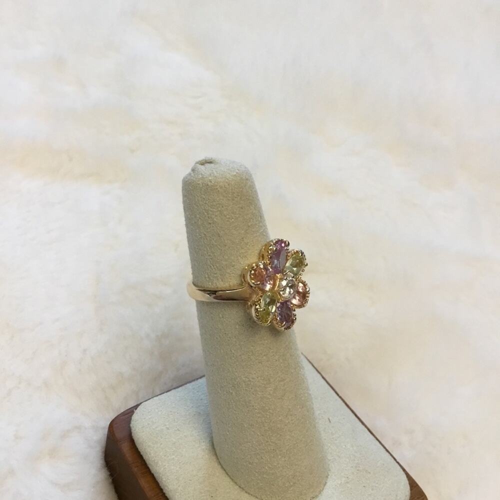Multi-Color Crystals Sunflower Ring - Picture 3 of 8